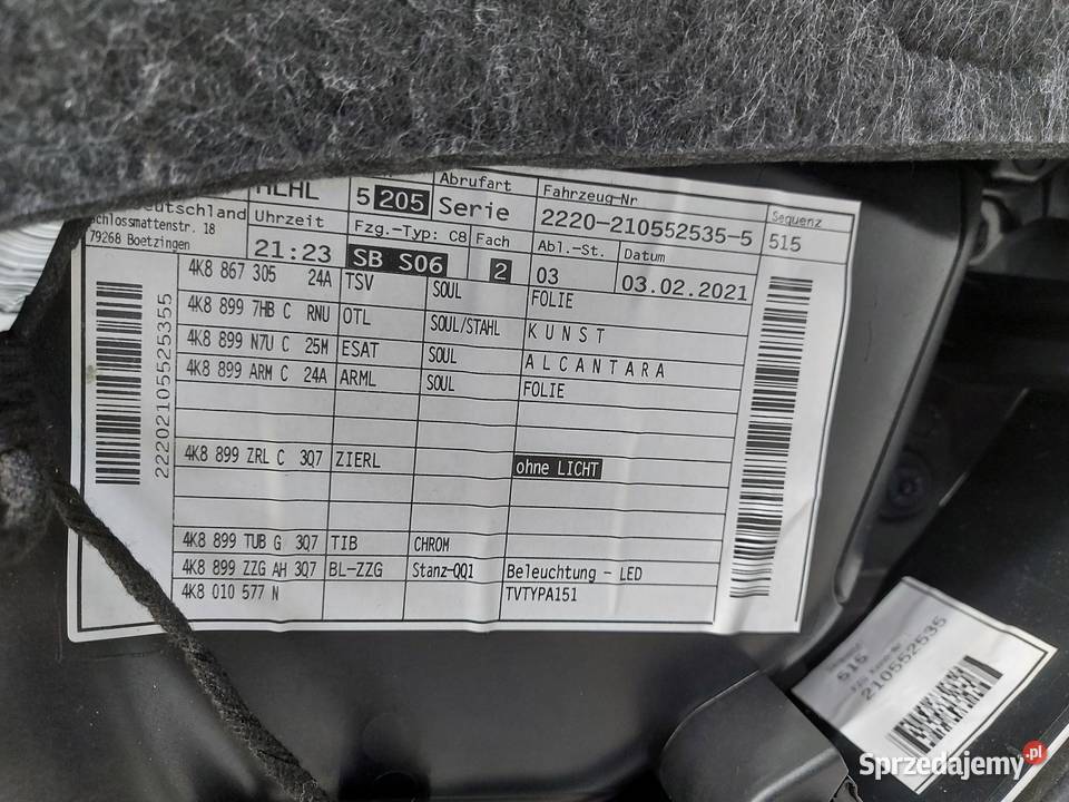 Audi A7 II 4K8 4M0 TFSI TAPICERKA BOCZEK DRZWI