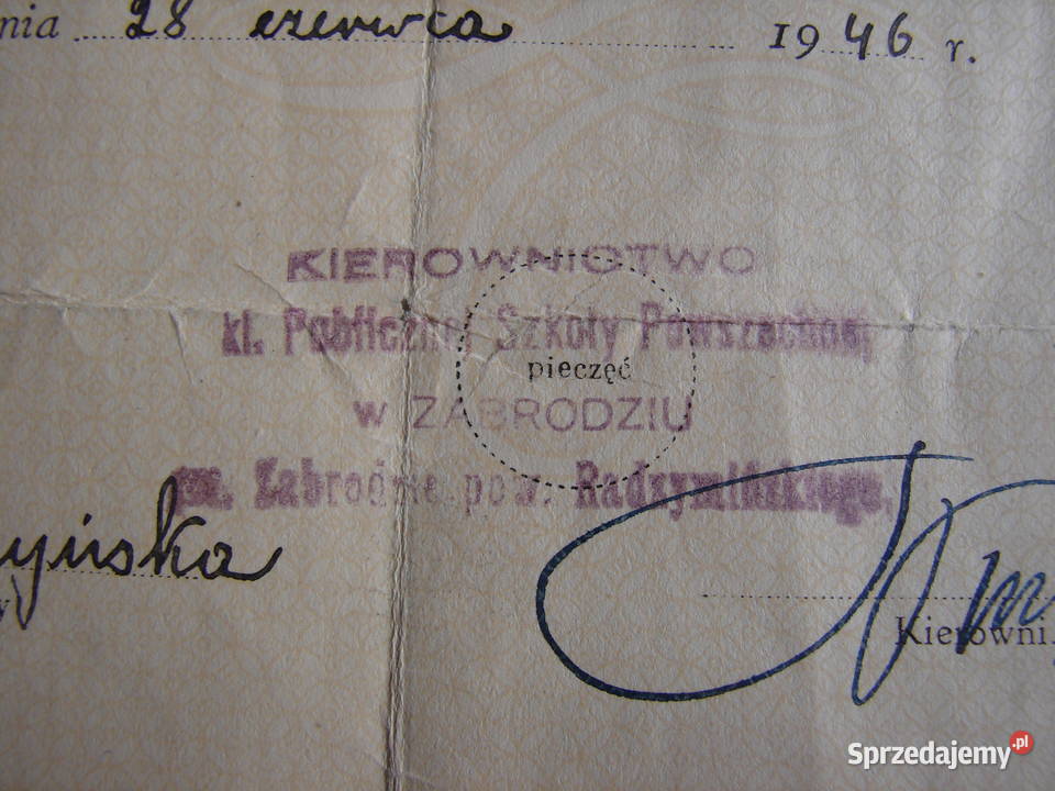 ppor JCholewka Wołomin świadectwo 194546 Warszawa