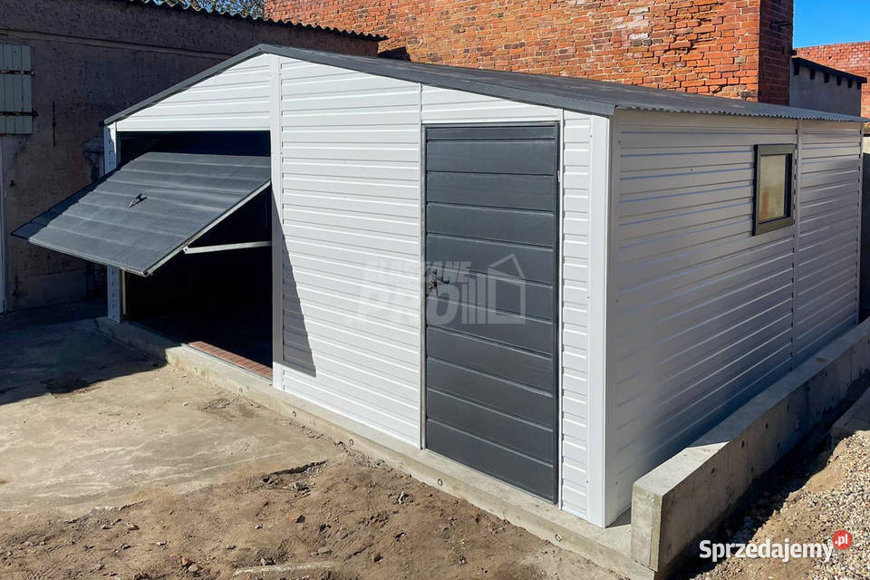 Garaż Blaszany 6x5m Brama Uchylna Drzwi Okno samodzielny Leszno