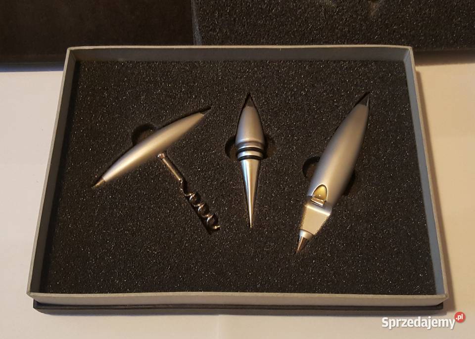 Komplet zestaw ze stali szlachetnej do wina nowy