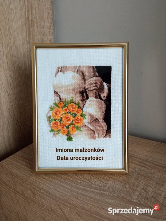 Pamiątka Ślubna haft krzyżykowy rękodzieło ślub