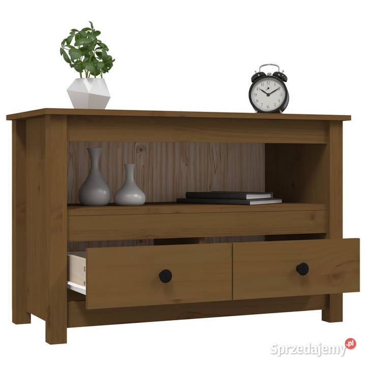 Szafka pod TV miodowy brąz 79x35x52 lite drewno Warszawa