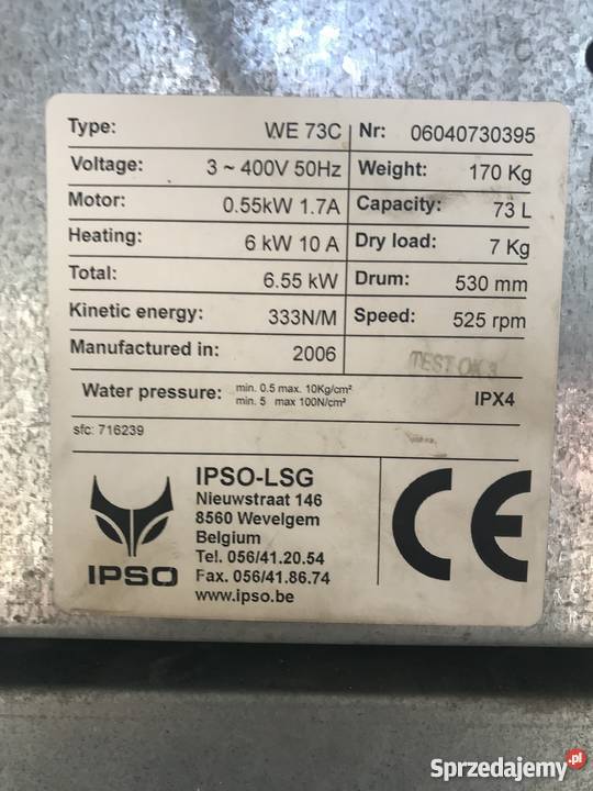 PRALKA PRALNIA PRALNICOWIRÓWKA WOLNOSTOJĄCA IPSO Masłów Pierwszy