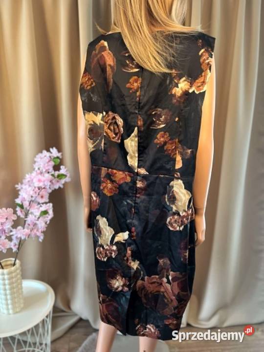 HM sukienka w kwiaty midi oversize plus size 48 Augustówka