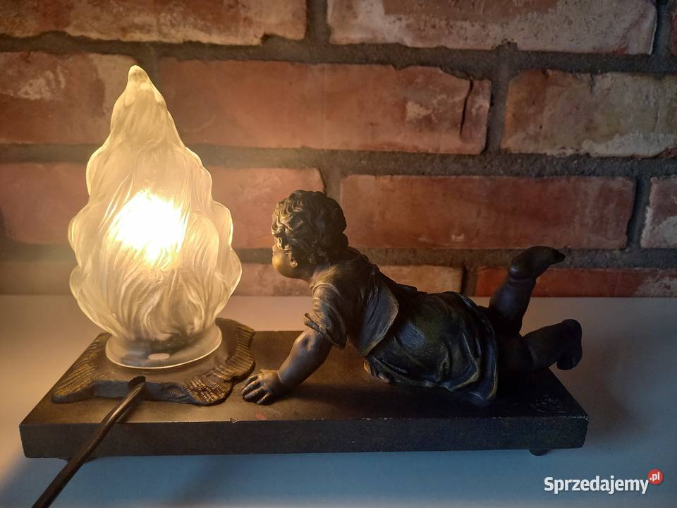 Lampka figuralna z dzieckiem szklany klosz