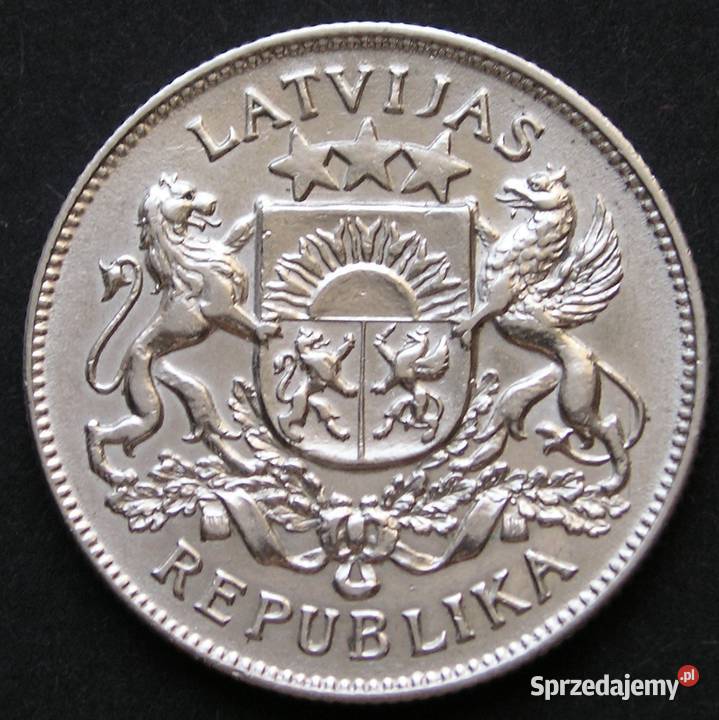 Łotwa 2 lati 1926 SREBRO stan 2 łódzkie Łódź