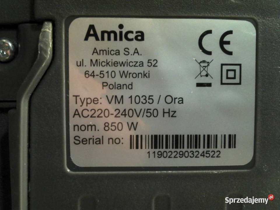 Odkurzacz Amica Ora VM 1030 czerwony moc 850W śląskie