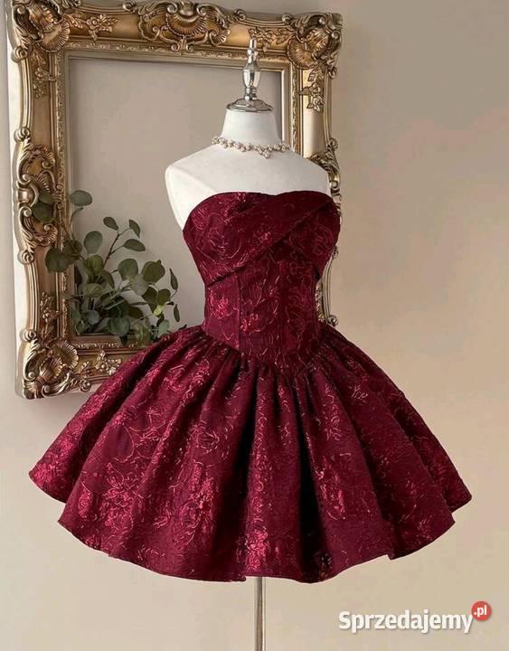 Sukienka bordowa żakardowa