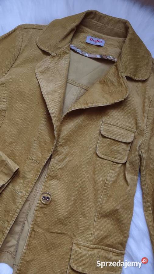 Sztruksowy musztardowy żakiet rozmiar 38 Vintage małopolskie Olkusz