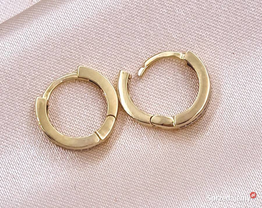 Kolczyki Złote pr333 Kółeczka 14 mm z kamieniami Poznań