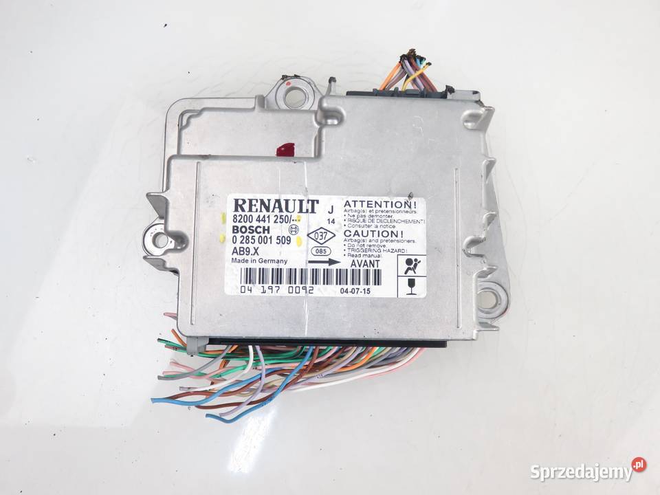 MODUŁ AIRBAG RENAULT MODUS 8200441250 0285001509 Skrzynki bezpieczników Układ elektryczny, zapłon