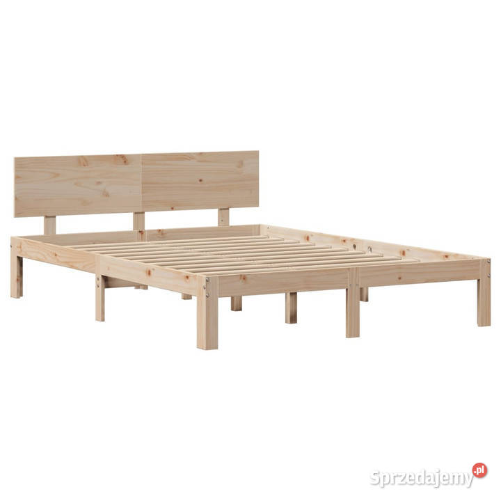 Rama łóżka z wezgłowiem lite drewno sosnowe 150cm Warszawa