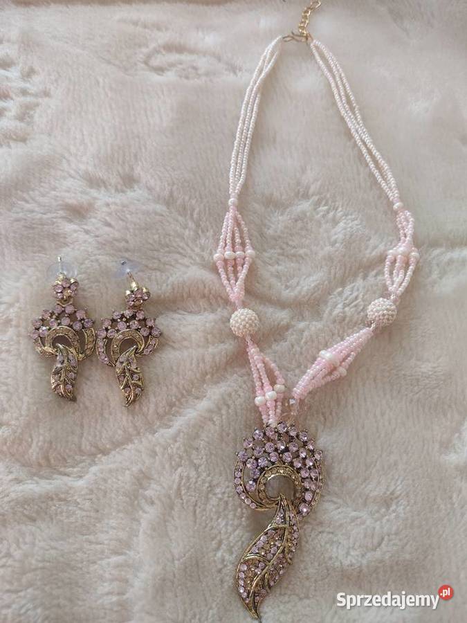 Zestaw biżuterii Naszyjnik Kolczyki perełka małopolskie Kraków