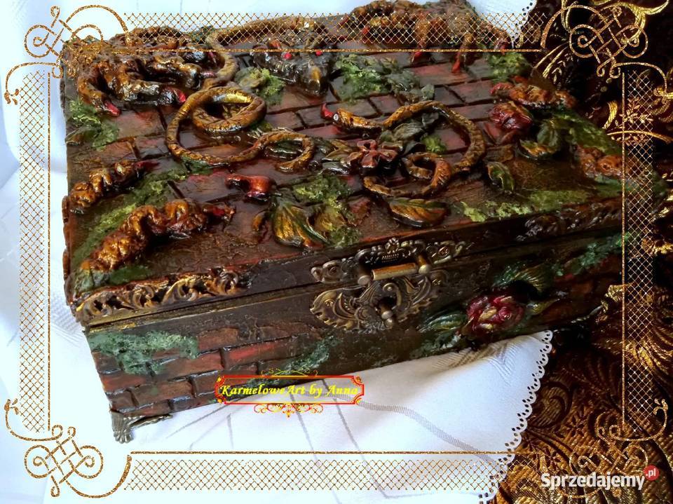 Szkatułka na biżuterię mixmedia rękodzieło Warszawa sprzedam