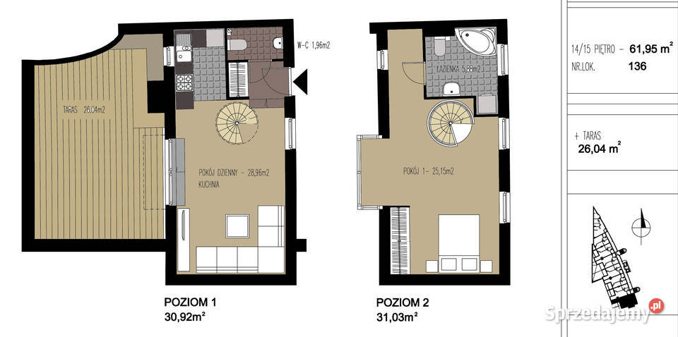 Mieszkanie dwupoziomowe widok panorama wynajem Piaseczno