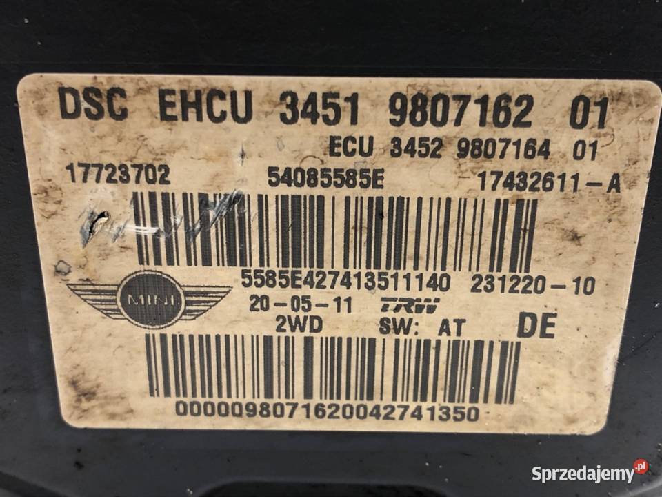 POMPA ABS MINI COUNTRYMAN R60 9807162 16 112 osobowe