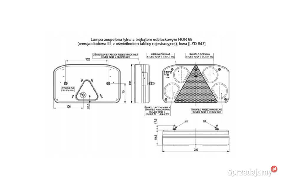 LAMPA TYLNA ZESPOLONA 4SEGMENTOWA LED Z lubelskie Modliborzyce