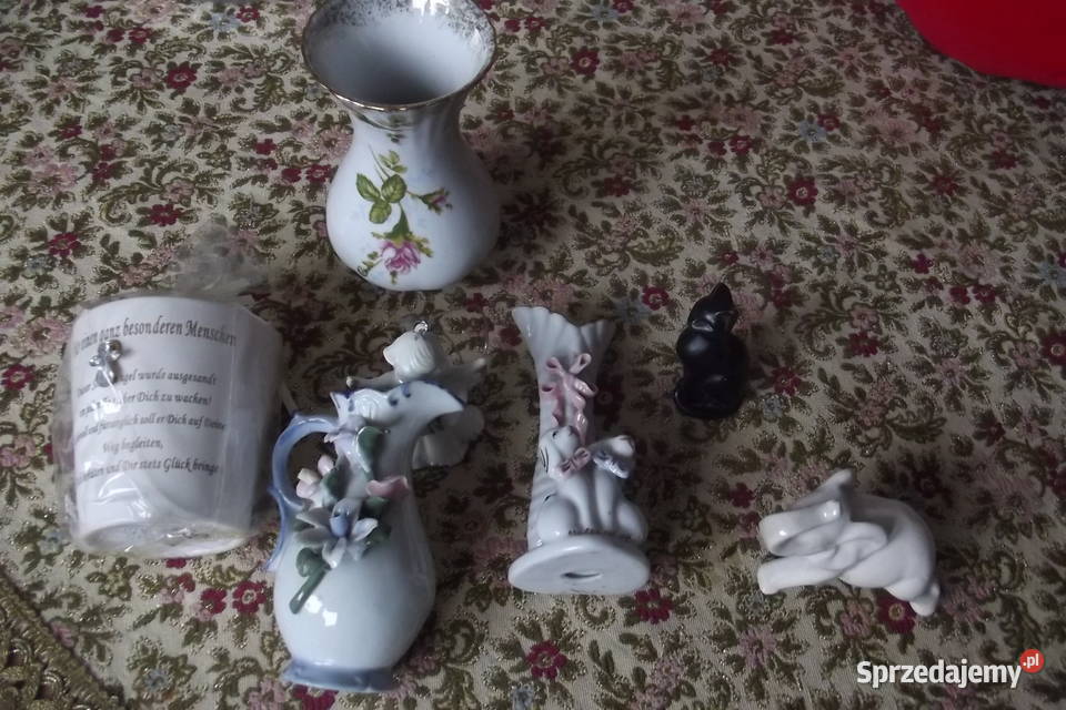 Porcelanowe wazoniki świecznik słonik różne