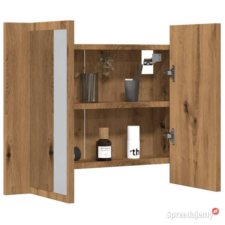 Szafka łazienkowa z lustrem dąb artisan 60x12x45