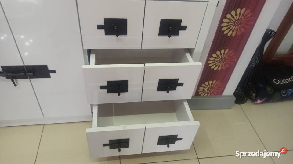 Komplet mebli białeczarne wysoki połysk styl Nowy Sącz