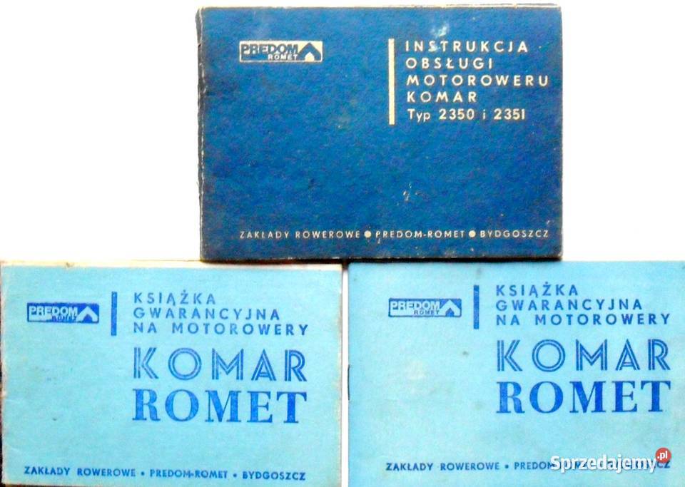 Motorower KOMAR Instrukcja Obsługi Książeczka Biała Podlaska sprzedam