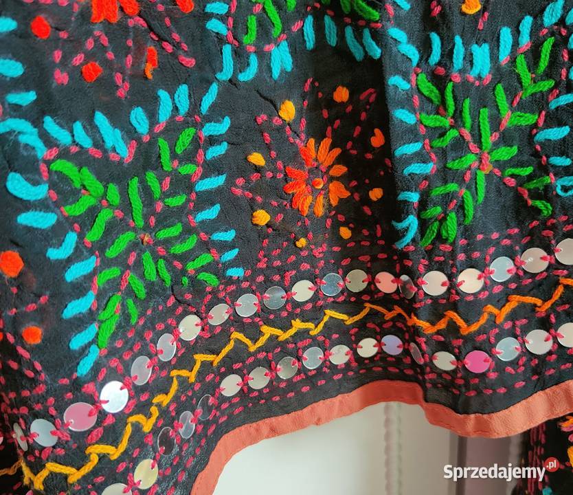 Duża chusta szal dupatta haftowana szyfon czarna