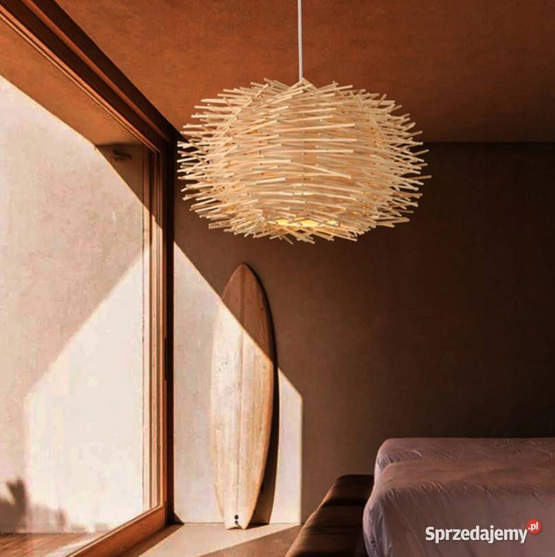 LAMPA WISZĄCA BOHO BAMBUSOWA GNIAZDO Drewniana Choroszcz sprzedam