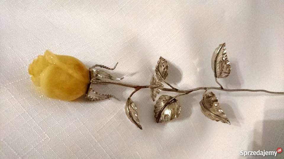 Róża bursztyn srebro 3 wielkości OKAZJA Dekoracje i ozdoby Gdańsk