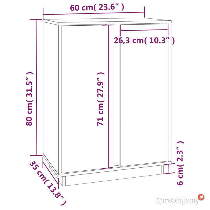 Szafka miodowy brąz 60x35x80 lite drewno sosnowe