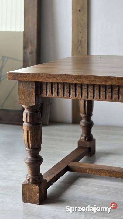 Stół dębowy rozkładany brąz ciemny orzech Łódź