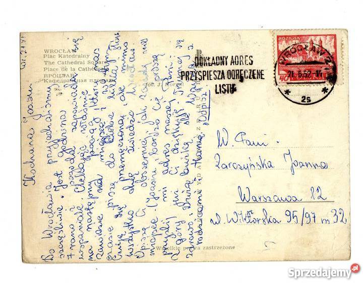 WROCŁAW PLAC KATEDRALNY POCZTÓWKA