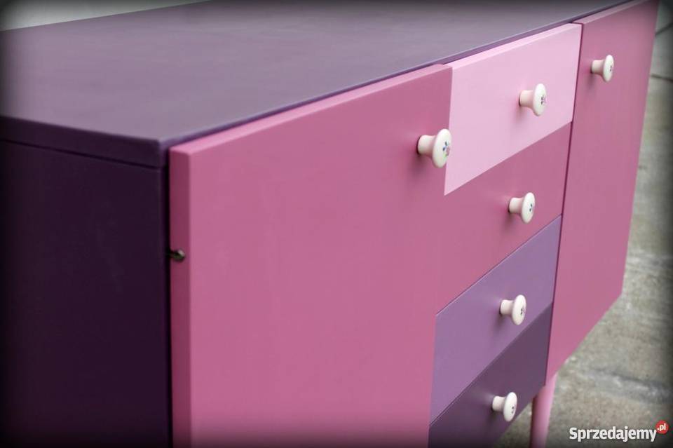 Komoda szafka prl fiolet ombre vintage nowa 136cm