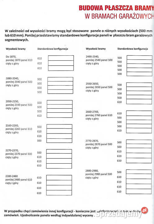Drzwi garażowe panelowe Brama segmentowa Krótkie
