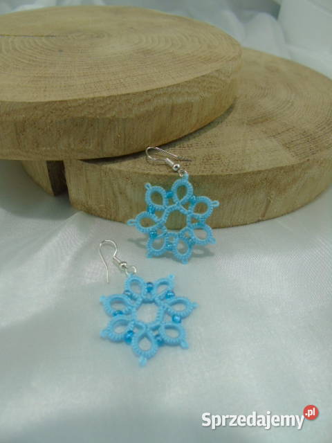 Kolczyki frywolitkowe różne wzory i kolory Wiśniowa