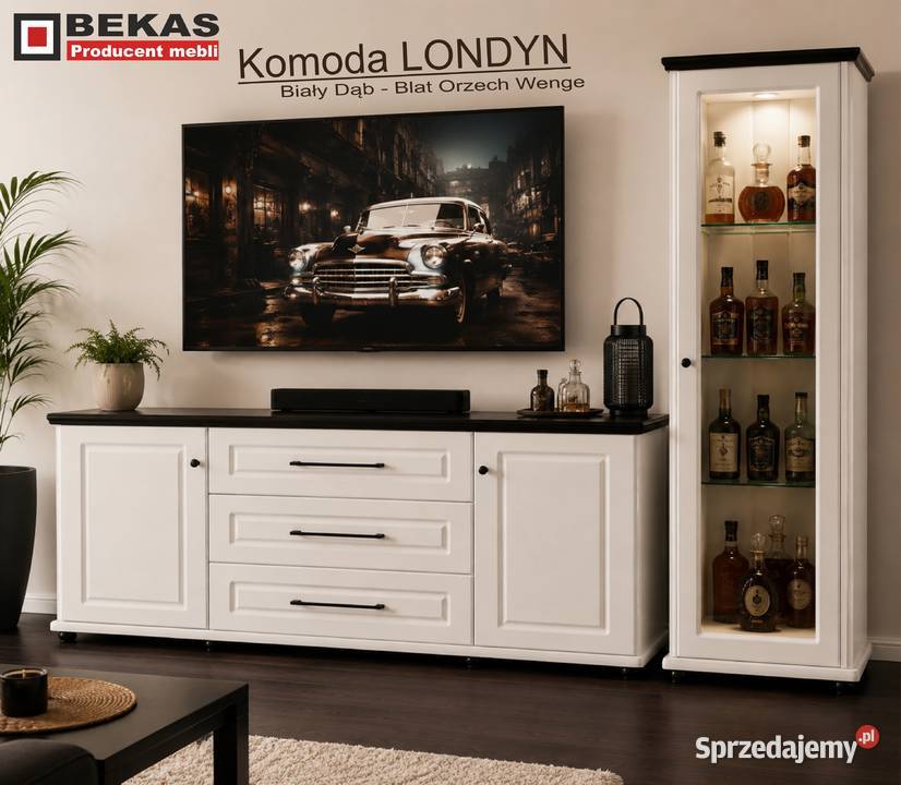 Komoda LONDYN 160 Biały Dąb Naturalny BLAT 160cm Kępno