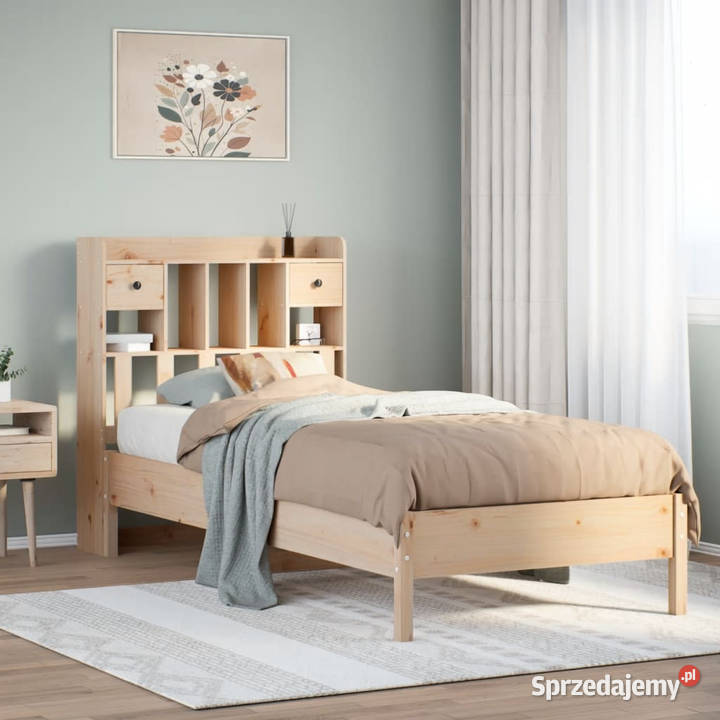 Łóżko z regałem bez materaca drewno sosnowe 218cm