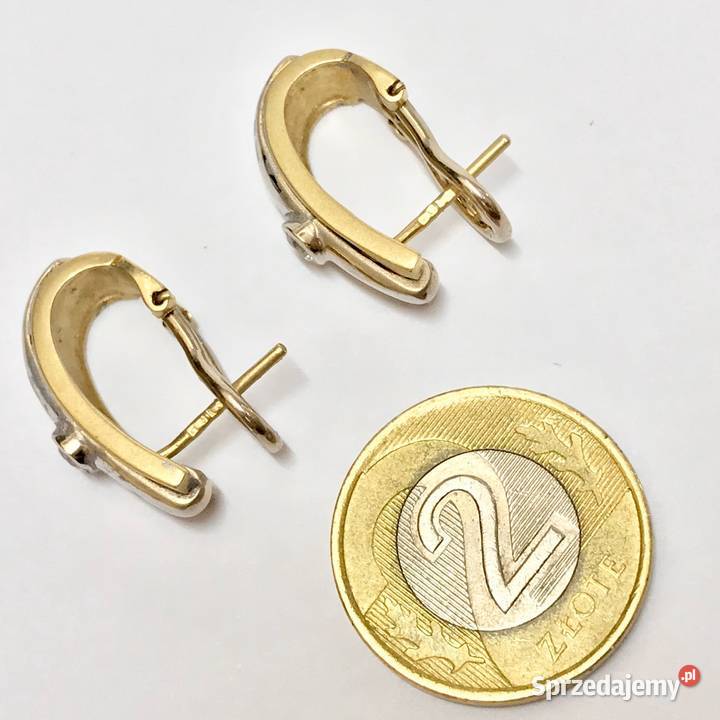 Złote KOLCZYKI 14K NOWOCZESNE STYLOWE Warszawa sprzedam