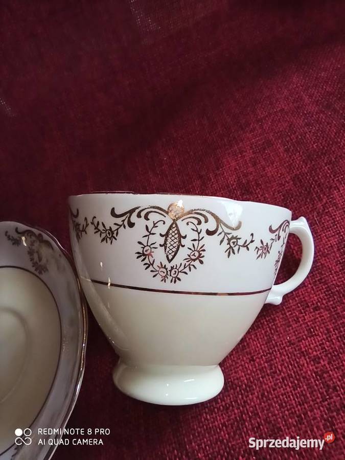 Filiżanka Royal Vale białożółta złoto Made in Gdańsk