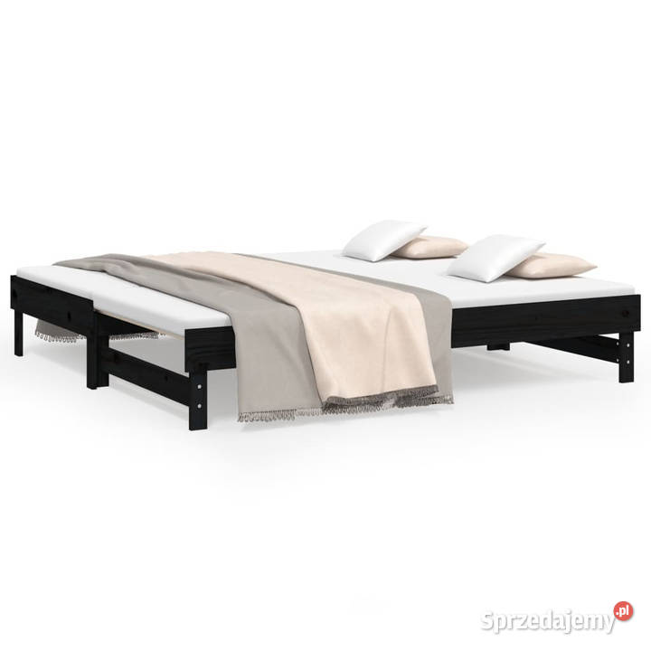 Łóżko rozsuwane czarne 2x90x190 lite drewno 192cm Warszawa
