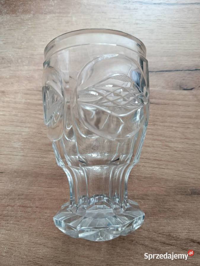 Kryształowy stary kielich puchar wazon grawer Choszczno