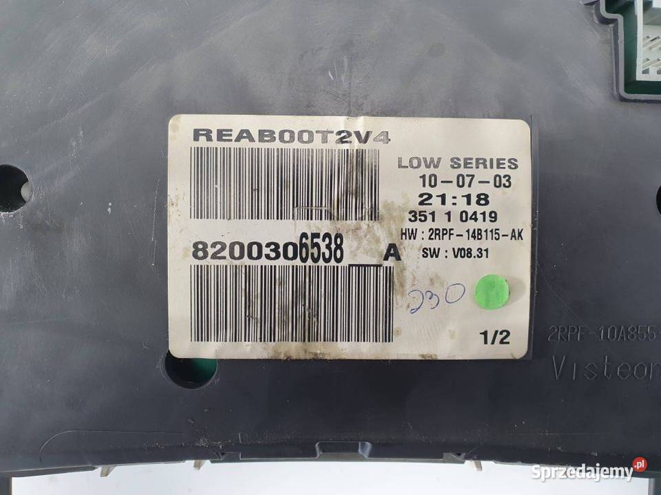 LICZNIK ZEGAR RENAULT MEGANE II 8200306538 Lipno