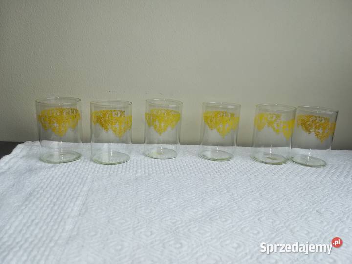 kieliszki komplet białe szkło z wzorkiem 6 sztuk Gdańsk