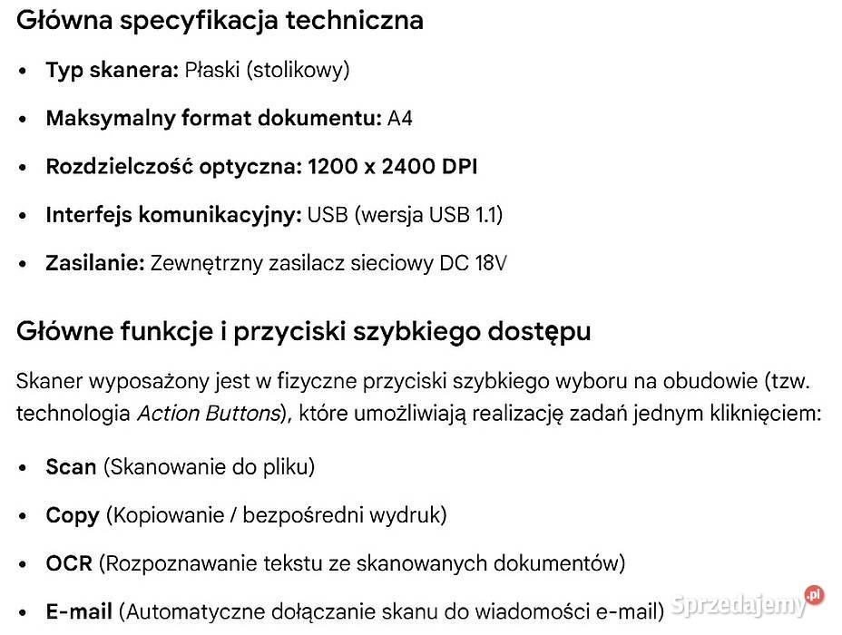Skaner płaski A4 do dokumentów USB Plustek Elektronika Gliwice sprzedam