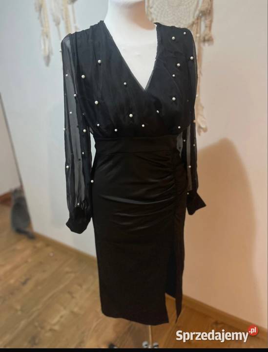 Nowa Czarna elegancka sukienka M Rozmiar 38(M)
