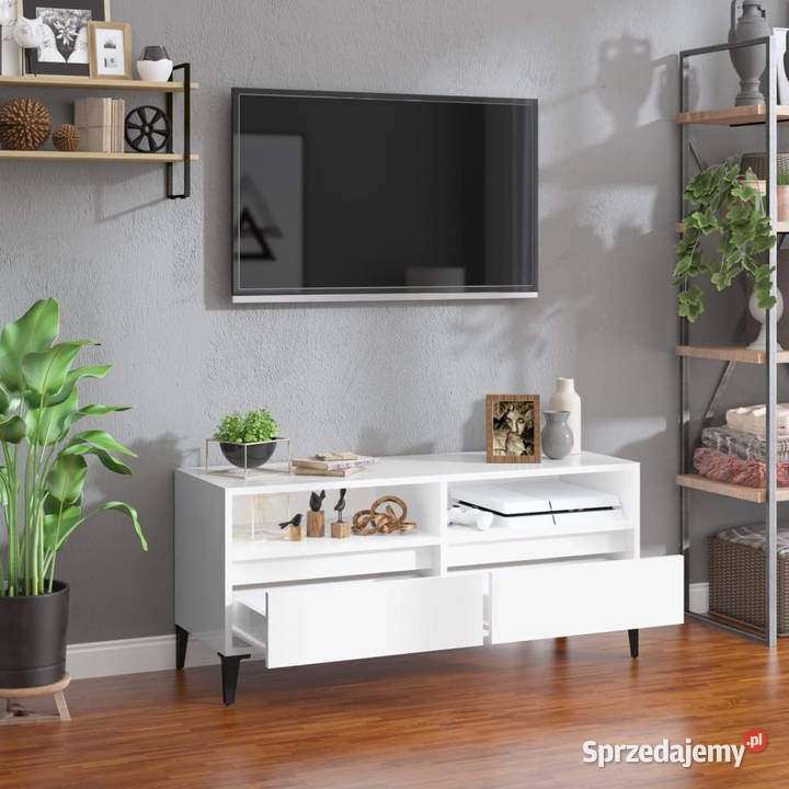 Szafka pod TV wysoki połysk biała 100x345x445 mazowieckie Warszawa