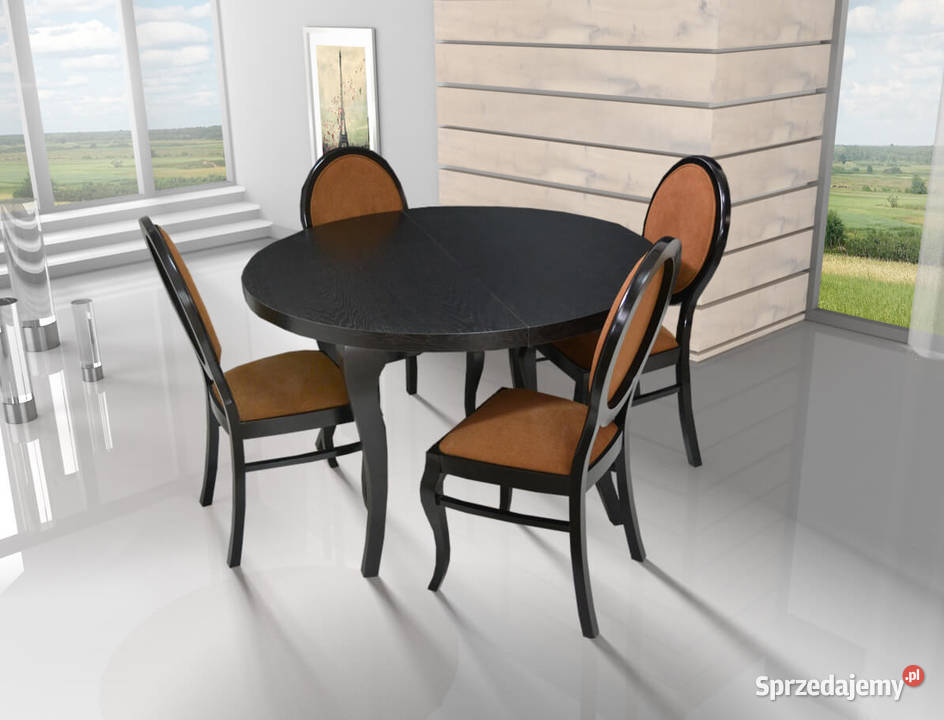 Stół LEONARDO Fi 100 4 krzesła OVAL frezowane sprzedam