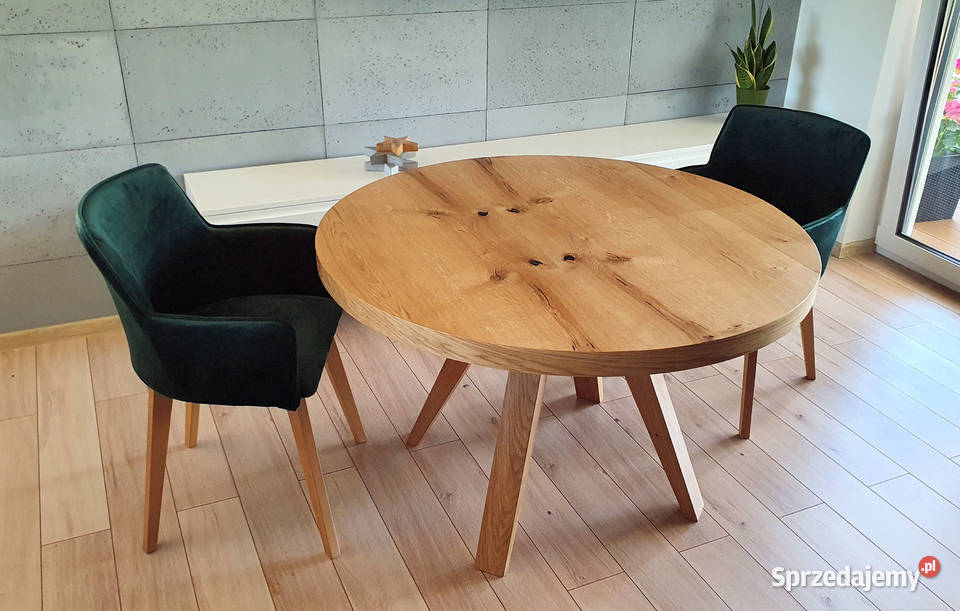 Nowoczesny stół dębowy okrągły rozkładany 2x50 podkarpackie Krosno