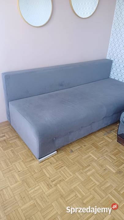 Nowoczesna szara sofa rozkładana welur na Warszawa