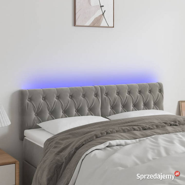 Zagłówek do łóżka z LED jasnoszary 160x7x7888 Warszawa