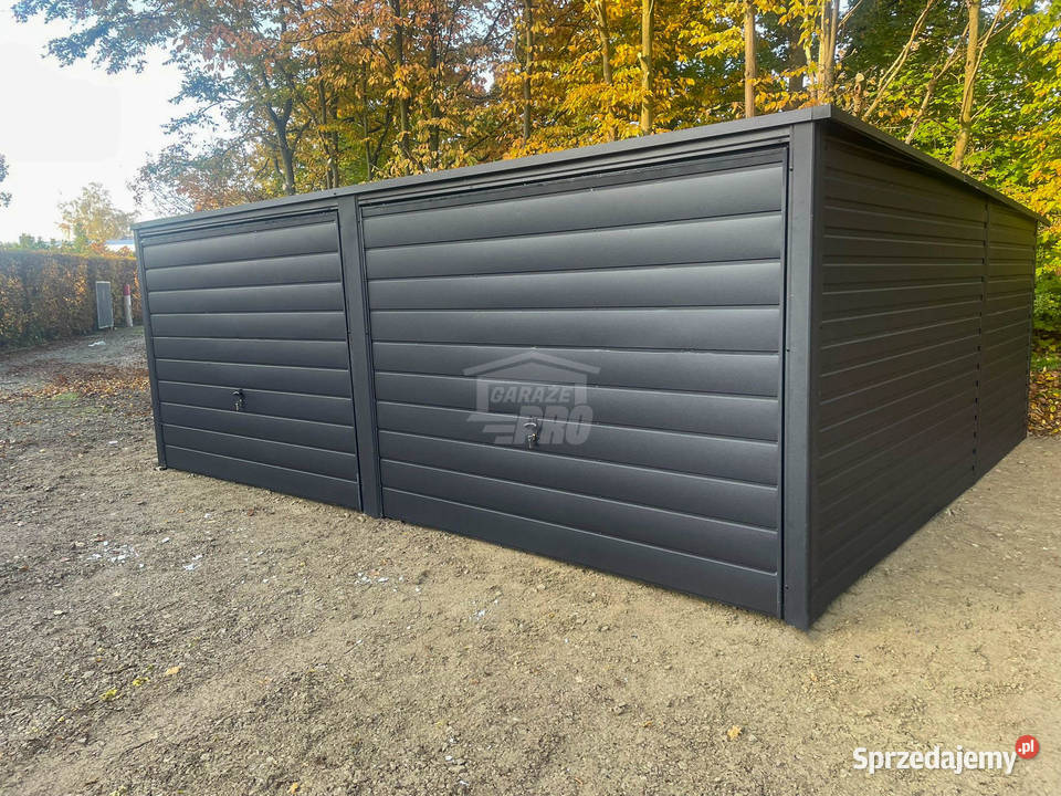 Garaż Blaszany 6x5m 2x brama uchylna antracyt Łuków